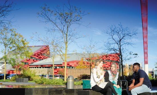 Students relaxing next to aspire at Jubilee campus