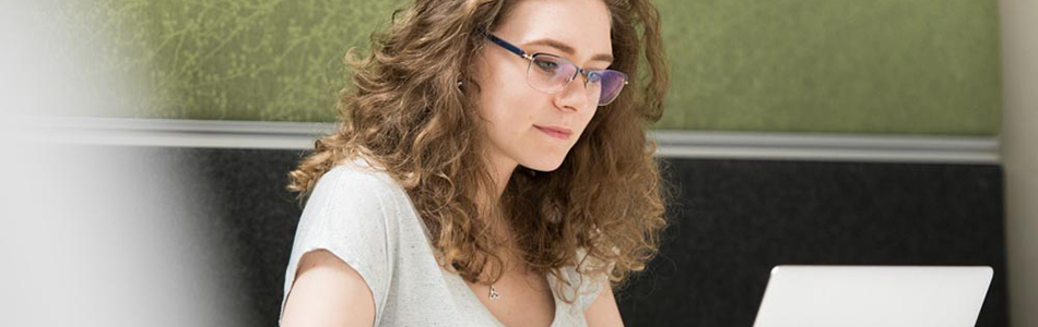 Student working on a laptop