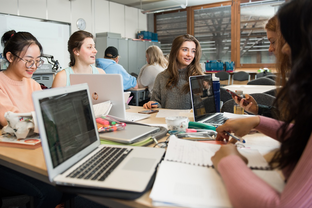 Students working on a group project