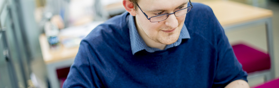 Student working on a laptop