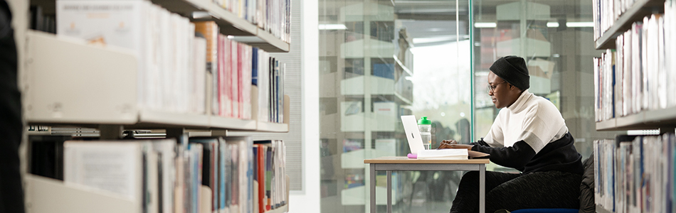 Student working in Business Library