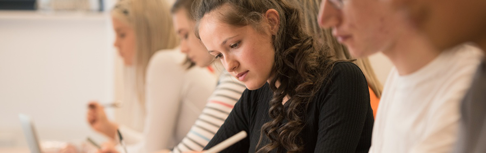 Student focusing in a lecture